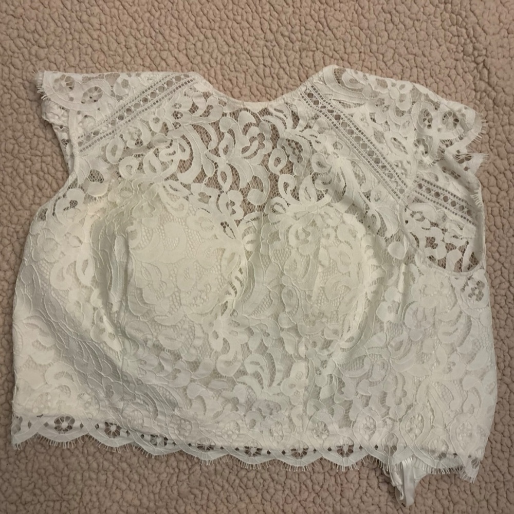 Button Back Lace Cap Sleeve Wedding Separates Top - Picture 2 of 2